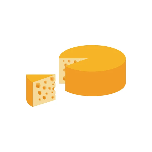 Käsekopf Mit Einem Geschnittenen Stück Käse Auf Weißem Hintergrund Vektorbild — Stockvektor