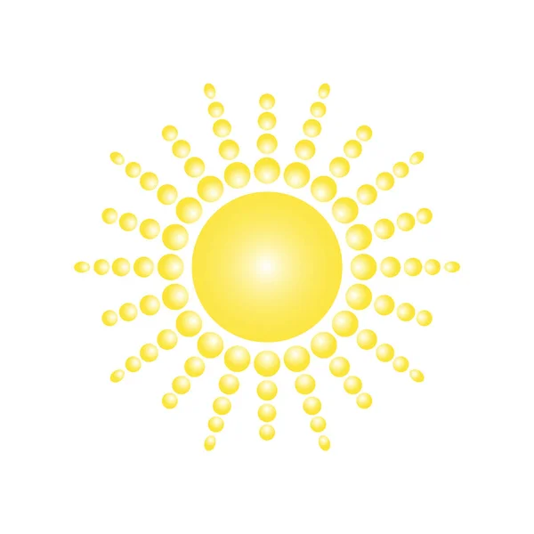 Slunce Jasnými Teplými Paprsky Bílém Pozadí Vektorový Obrázek — Stockový vektor