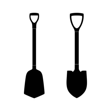 Beyaz arka planda toprak ve kürek malzemesi için iki kürek. Vektör resmi.