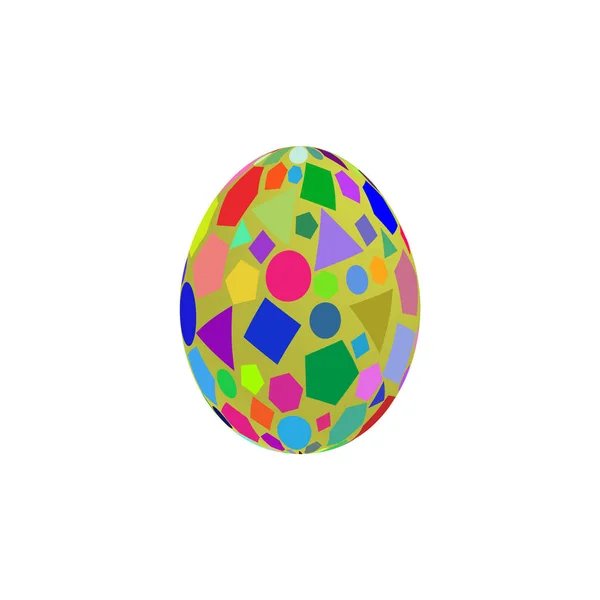 Huevo Pascua Con Formas Geométricas Colores Sobre Fondo Blanco Imagen — Vector de stock