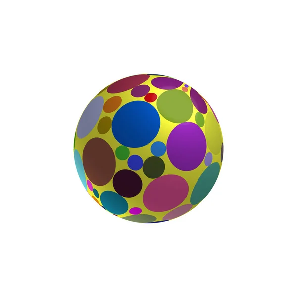 Ein Kinderball Mit Bunten Kreisen Unterschiedlicher Größe Auf Weißem Hintergrund — Stockvektor