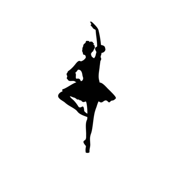Bailarina Dançando Palco Preto Fundo Branco Uma Imagem Vetorial — Vetor de Stock