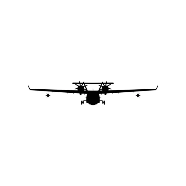 Silhouette Aircraft Black White Background Vector Image — Stock Vector