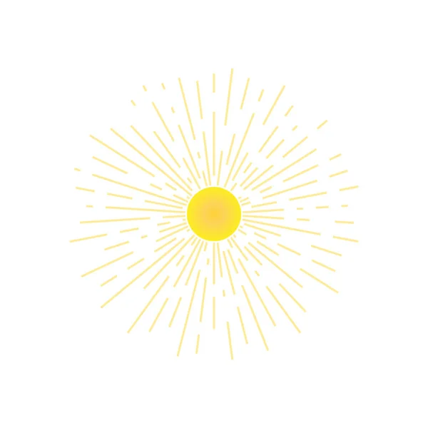 太陽は白い背景に光線で明るく輝いています ベクトル画像 — ストックベクタ