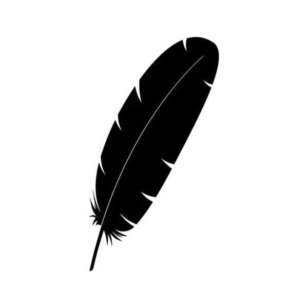 Die Silhouette Einer Vogelfeder Schwarz Auf Weißem Hintergrund Ein Vektorbild lizenzfreie Stockillustrationen