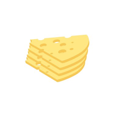 Beyaz arka planda üçgen peynir parçaları. Bir vektör resmi.