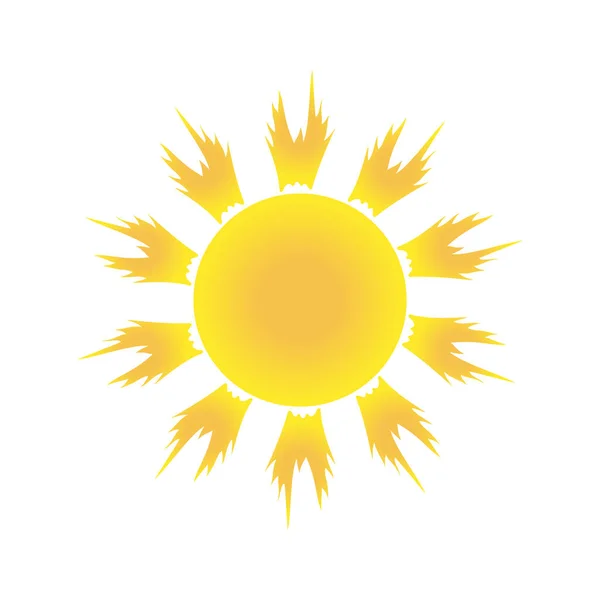 白い背景に輝く明るい太陽 ベクトル画像 — ストックベクタ