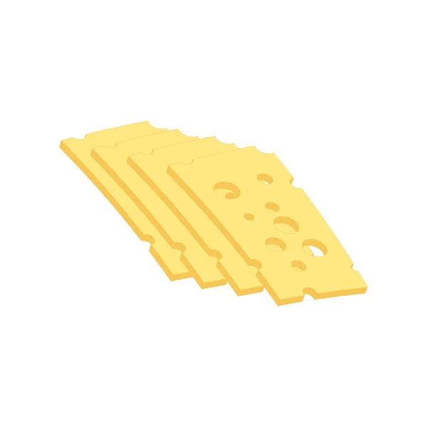 Trozos Rectangulares Queso Sobre Fondo Blanco Una Imagen Vectorial — Vector de stock