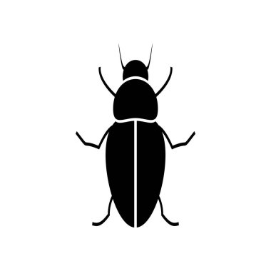 Beyaz arka planda Coleoptera ailesinin bir böceğinin silueti. Bir vektör resmi.