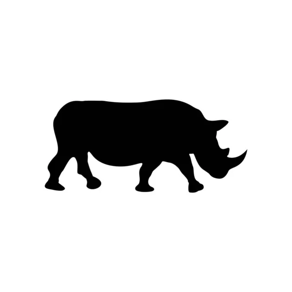 Silhouette Rinoceronte Nero Sfondo Bianco Immagine Vettoriale — Vettoriale Stock