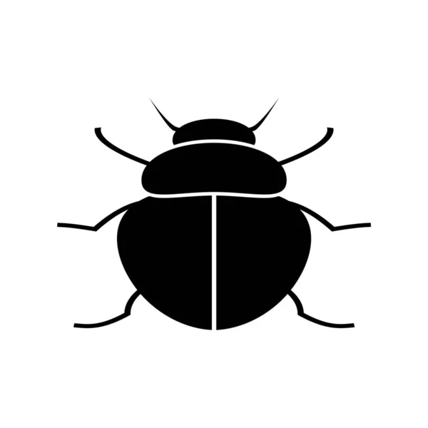 Silhouet Van Een Zwarte Kever Van Familie Coleoptera Een Witte — Stockvector