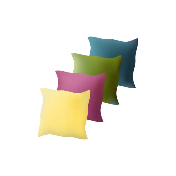 Vier Kissen Verschiedenen Farben Auf Weißem Hintergrund Ein Vektorbild — Stockvektor