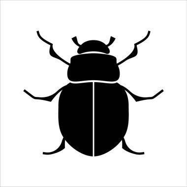 Beyaz arka planda Coleoptera ailesinin siyah bir böceğinin silueti. Bir vektör resmi.