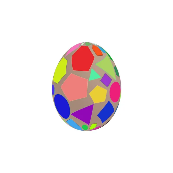 Uovo Pasqua Con Forme Geometriche Colorate Disegnate Sfondo Bianco Immagine — Vettoriale Stock