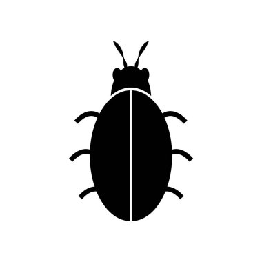 Coleoptera ailesinden bir böcek beyaz arka planda siyahtır. Bir vektör resmi.