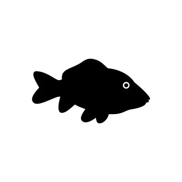白い背景に淡水鯉魚のシルエット ベクトル画像 — ストックベクタ