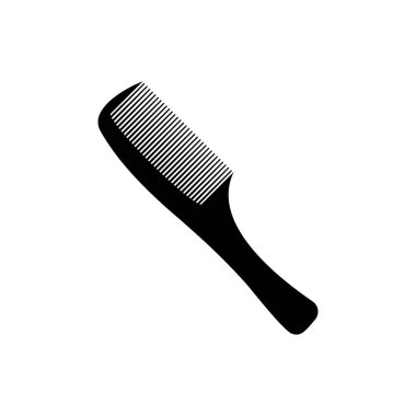 Tarağın silueti beyaz arka planda siyahtır. Bir vektör resmi.