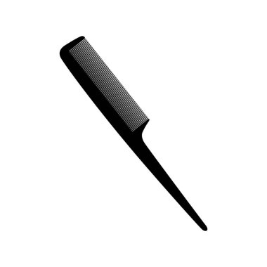 İnce saplı bir tarağın silueti ve beyaz arka planda küçük siyah taraklar. Bir vektör resmi.