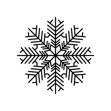 Beyaz arka planda siyah bir kar tanesinin silüeti. Bir vektör resmi.