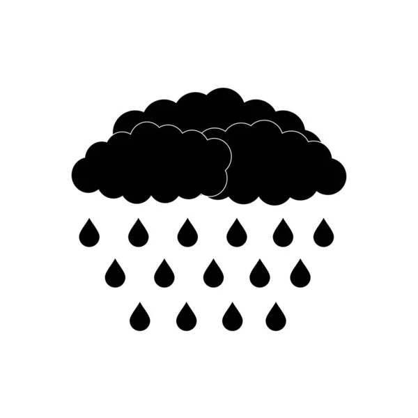 Cloud Rain Icon Black White Background Vector Image — Stock Vector
