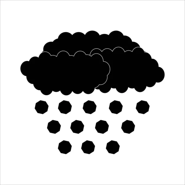 Icon Clouds Hail Black White Background Vector Image — Stock Vector