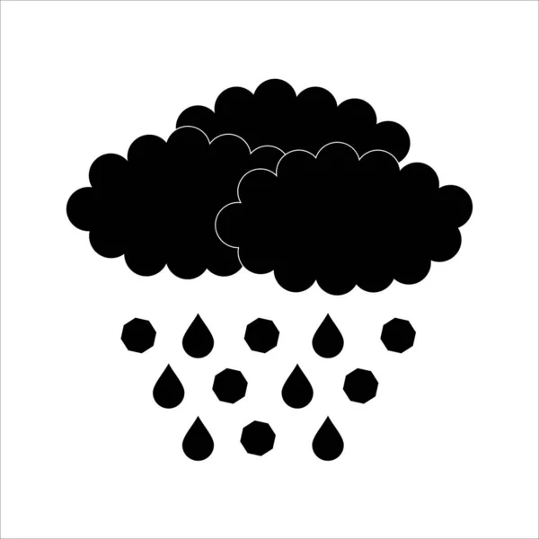 Icon Clouds Rain Hail Black White Background Vector Image — Stock Vector