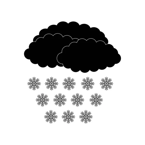 白い背景に黒い色調で雲と雪のアイコン ベクトル画像 — ストックベクタ