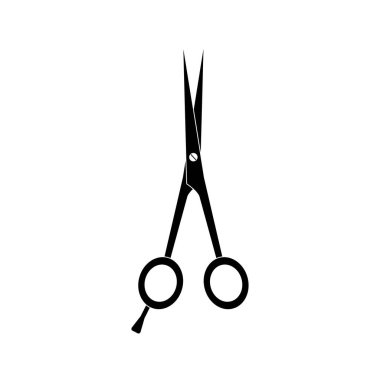 Berber makas simgesi beyaz arka planda siyahtır. Bir vektör resmi.