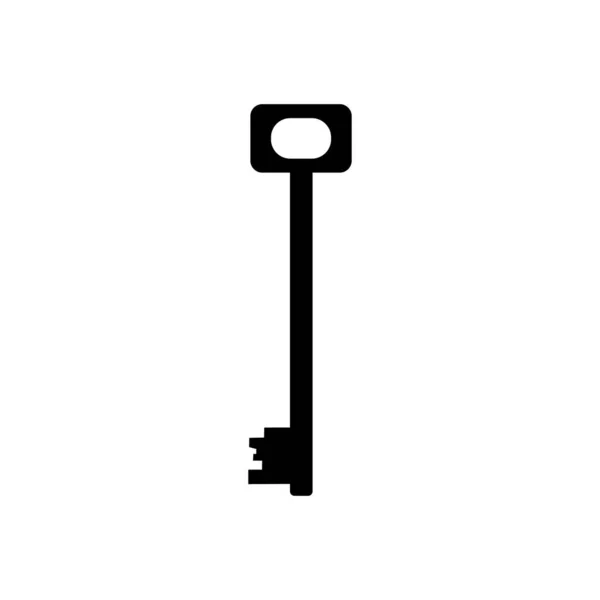 锁的金属长钥匙的图标是白色背景上的黑色 矢量图像 — 图库矢量图片