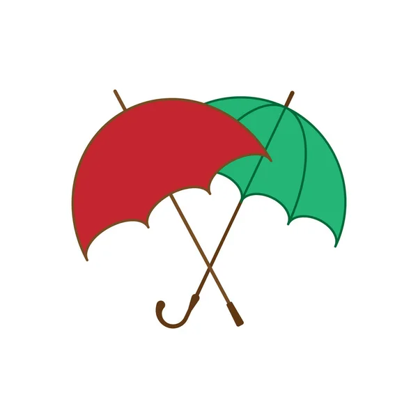 Icon Rain Umbrellas Red Green Colors White Background Vector Image — Stock Vector