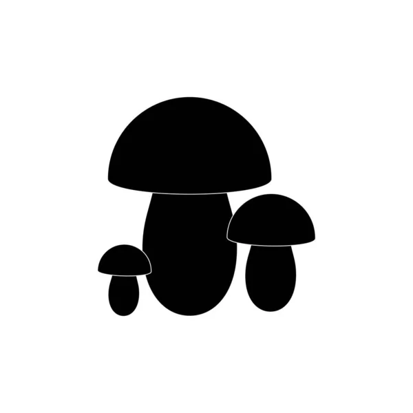 Ícone Três Cogumelos Tamanhos Diferentes Preto Fundo Branco Uma Imagem —  Vetores de Stock