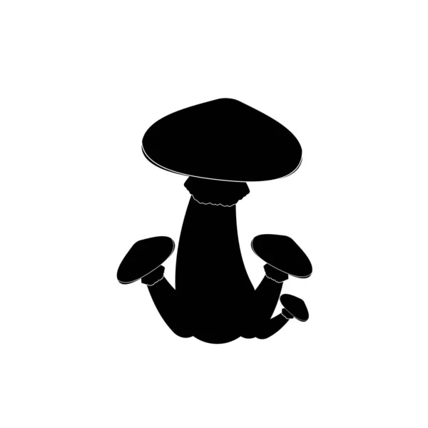 Icon Four Mushrooms Different Sizes Black White Background Vector Image — Stock Vector