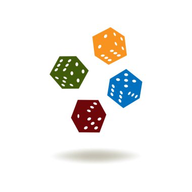 Renkli küplerin simgesi turuncu, yeşil, mavi ve kahverengidir. Bir vektör resmi.