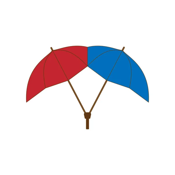 Icon Double Rain Umbrella Red Blue Colors White Background Vector — Stock Vector
