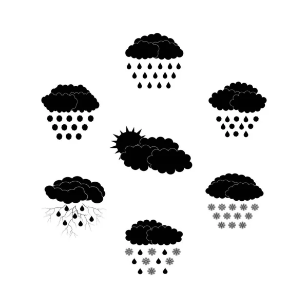 Icon Image Weather Clouds Various Weather Conditions Black Light White — Stock Vector