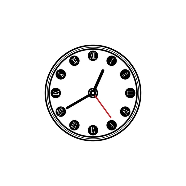 Reloj Pared Redondo Forma Clásica Blanco Negro Sobre Fondo Blanco — Archivo Imágenes Vectoriales