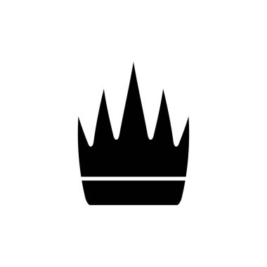 Taç ikonu, beyaz arka planda siyah renkte monarşik gücün sembolüdür. Bir vektör resmi.