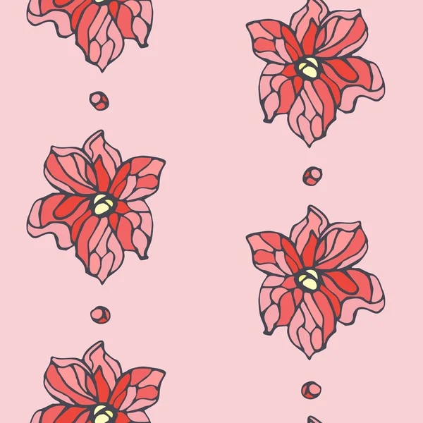 Seamless pattern with red flowers — Stock Vector