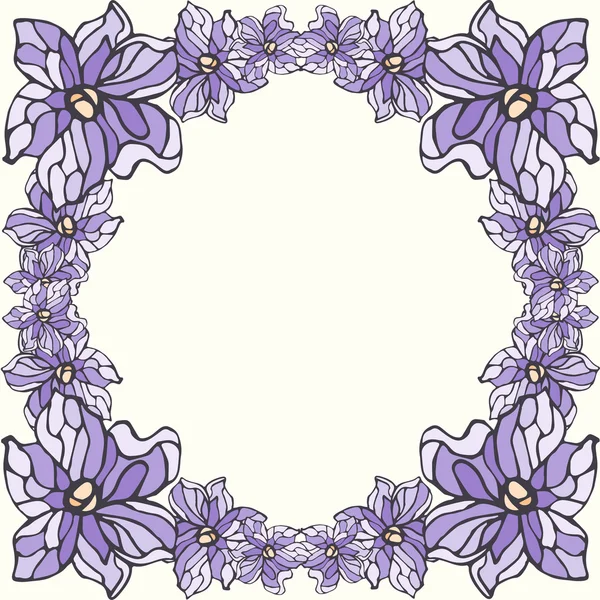 Lavender flowers frame isolated on a beige background — Stock Vector