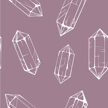 Seamless pattern with white crystal gems