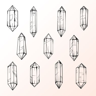 Set of 11 magic crystal gems clipart