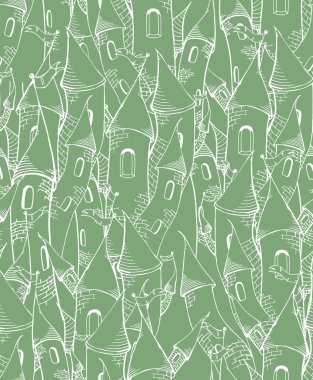 Yeşil çizgi film kuleleri seamless modeli