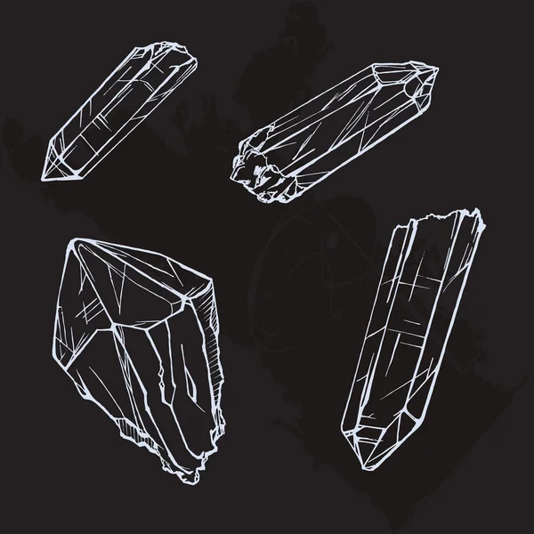 Ilustración de boceto de gemas de cristal — Vector de stock