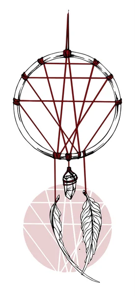 Indischer Traumfänger mit roter Schleife. Stockvektor