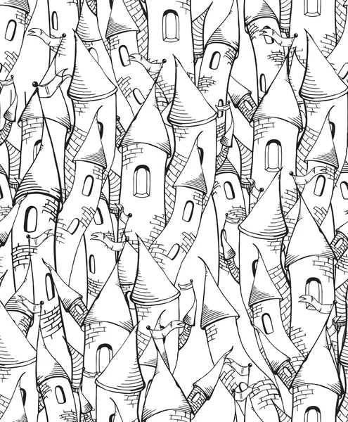Nahtloses Muster mit Cartoon-Türmen Stockillustration