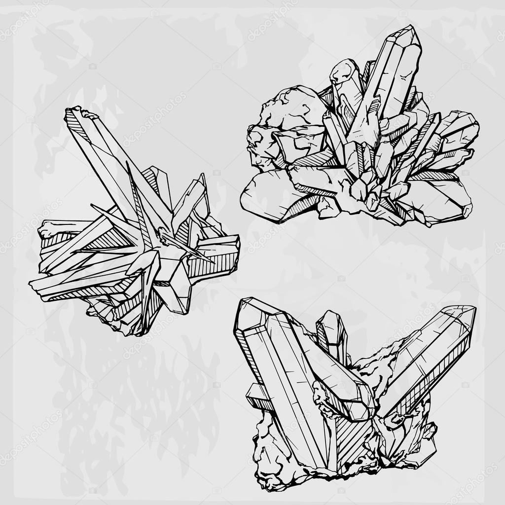 A hand drawing crystal gems. Geometric gemstone