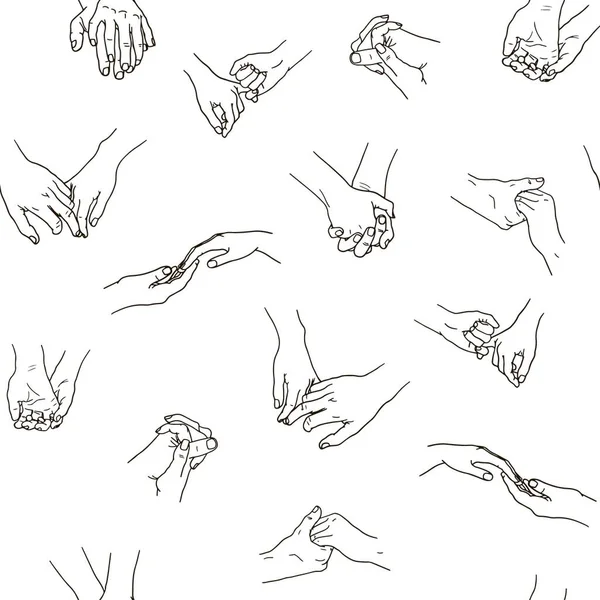 Ruce Zamilovaných Lidí Osoby Jemně Drží Ruce — Stockový vektor