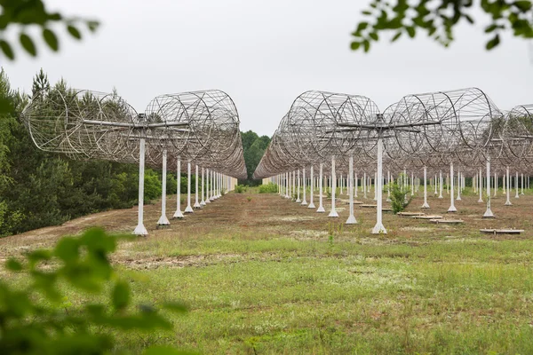 Radio antennas installed in the field — Stock Photo, Image