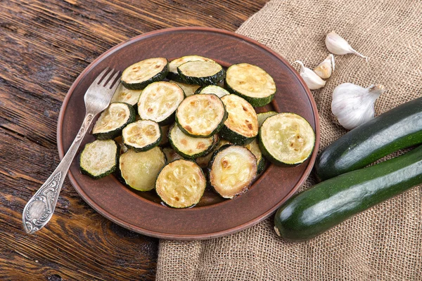 Fried zucchini on the plate — Stock Photo, Image