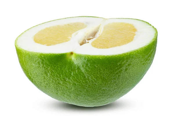 Половина Citrus Sweetie Pomelit Oroblanco Изолированы Белом Фоне Крупным Планом — стоковое фото